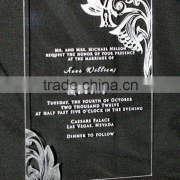 High Transparent custom plexiglass invitatios for wedding