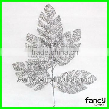 new design artificial metal leaves wall decoration
