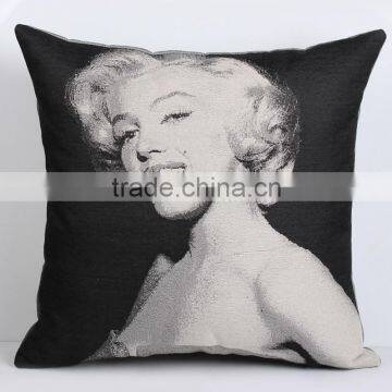 famous star Marilyn Monroe design jacquard cushion cover 2015 new design fashion cushion cover