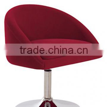 Red Fabirc upholstered chrome steel swivel base modern chair
