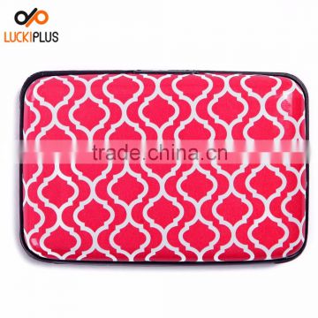 Luckiplus Inventory Red with White Cabana Geometric Pattern Aluminum Wallets Identity Theft Blocker