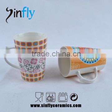Ceramic coffee mug of magnesia with flower background