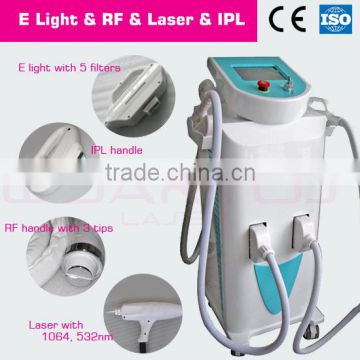 Skin Whitening Acne Removal High Quality Ipl+rf+elight+Nd Yag Laser For CE Tatoo Removal From QTS Set Multi-Function Beauty Equipment Fade Melasma