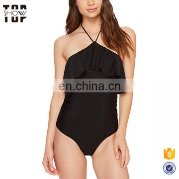 Fashion clothing modest swimwear swimsuits ruffle front one pieces cute swimwear