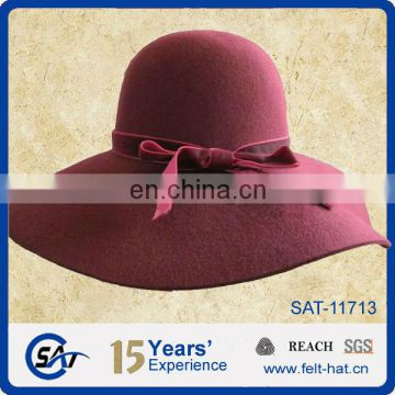 red wool floppy hat with fashion decoration
