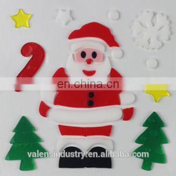 OEM Customized No Glue Removable Easily Peel off Gel Gem Glass Santa Claus Christmas Window Sticker Tree Snowflake Decoration