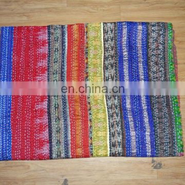 Indian Old pattola Silk kantha quilt/Vintage Patchwork handmade kantha Indian throw