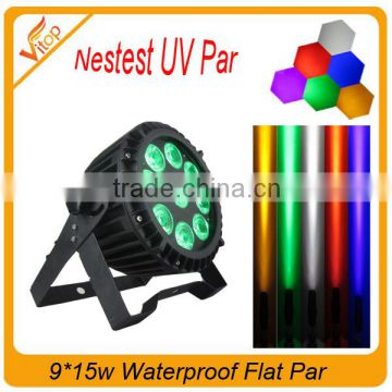 New products led par cans 9x15w 6 in 1 rgbaw UV 512 dmx flat led par 64 can