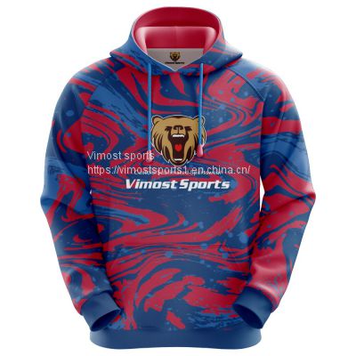 Customized Sublimation Red and Blue Hoodie with Fashionable Style