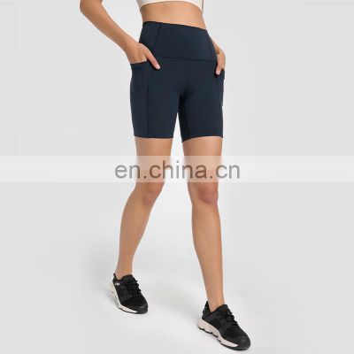 New Women Workout Athletic Shorts High Waist Butt Lift With Side Pockets Yoga Shorts Ladies Gym Clothes Fitness Wear Shorts