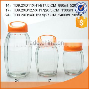 Set of 3 glass storage jar with handle