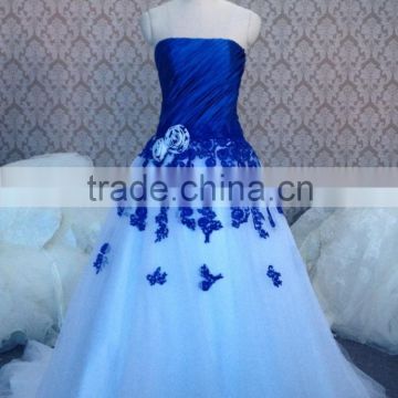 (MY0090) MARRY YOU China Factory Custom Made Blue And White Wedding Dress 2016