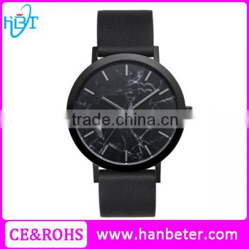 Fashion all black watch custom stainless steel watch with marble watch face