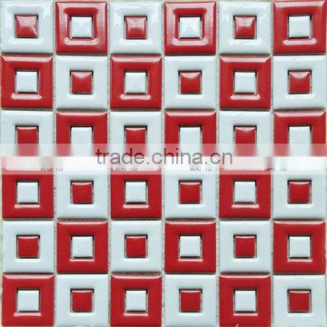 red and white swimming pool ceramic mosaic tiles