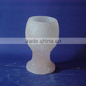 Handmade White Glass Rock Salt Tea Light Candle Holder
