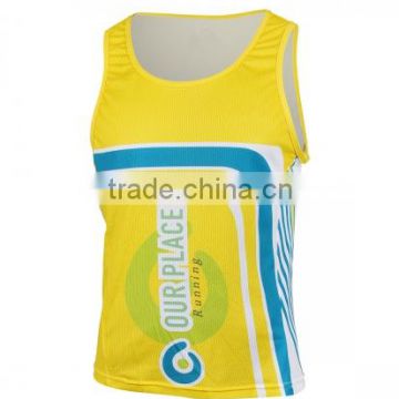 custom sublimated running singlets for men and women/running singlet yellow