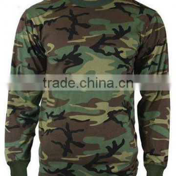 Wholesale china factory long sleeve woodland camo t-shirt