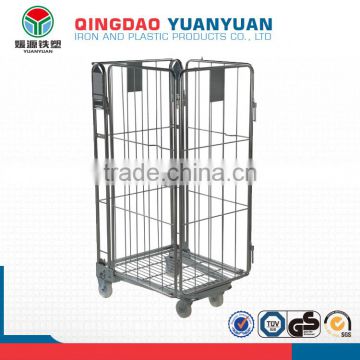 Foldable roll trolley logistics container pallet 4-Sided Nestable A-frame Roll Pallet rolling metal storage cage