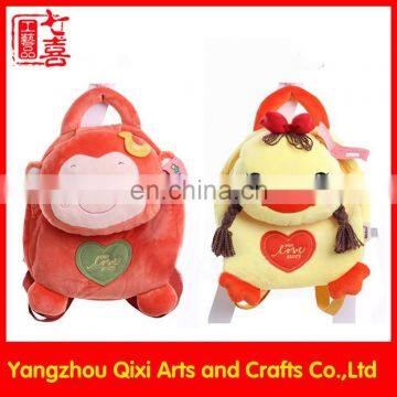 China factory toys kids school backpack plush monkey duck animal backpack