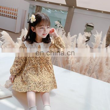 Children's clothing ins2020 girls skirt autumn children's long-sleeved skirt big children's lapel dress