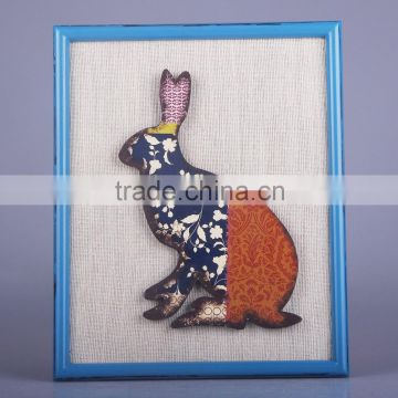 hanging wall art with the 3D color rabbit with the fabric background