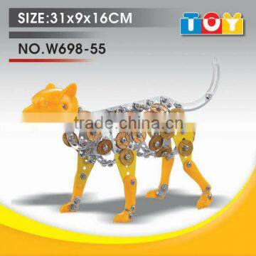 Newest plastic cartoon educational metal DIY leopard animal toy