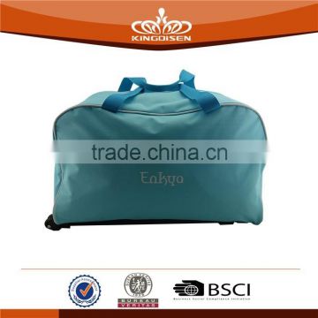 China wholesale light blue 600D trolley luggage bag