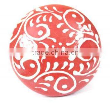 Ceramic Knobs/Cabinet Knobs/Drawer Knobs/Hand painted Knobs/Red Knobs/Flat Knobs/Exclusive Knobs