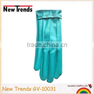 Sky blue color leather girls glove