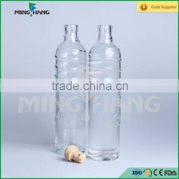 Supply clear beverage glass bottle for juice with cork