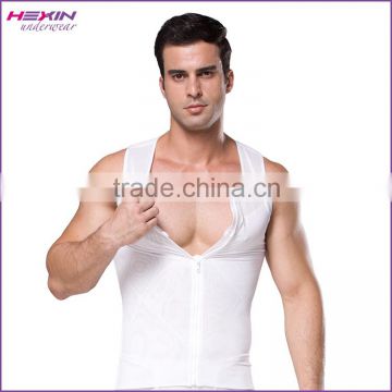 White Zipper Front Sleeveless Shaping Tummy Fir Men Slimming Body Shaper