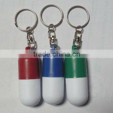 Capsule shaped pill box/pill box/plastic pill box with keyring SYH011