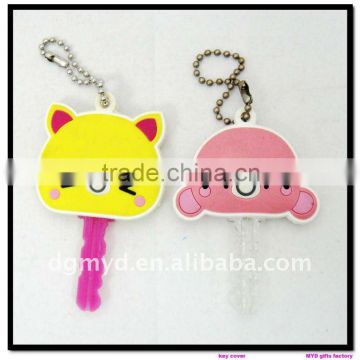 Beautiful and special animal design double sides soft PVC key cover with key model