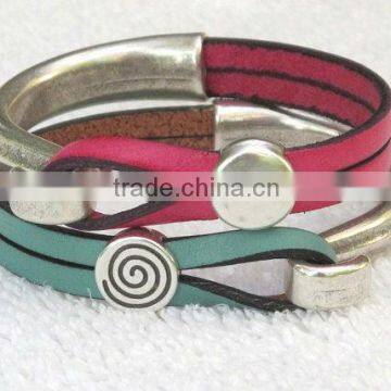 Bianchi Celeste Green Leather Bracelet with Antique Silver Hook unique elegant Bicycle Accessory KSKS-45