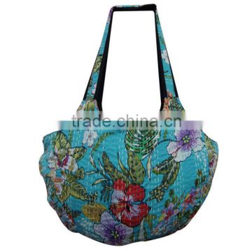 Handmade Vintage Kantha Sari floral print shoulder bag