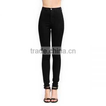 2015 factory production black women's high waisted skinny stretch jeans