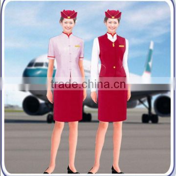 High quality flight attendant uniform, 2013 fashion skirt airline stewardess uniform,hot tailored polyester Stewardess uniform