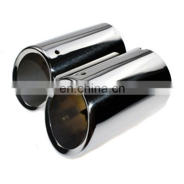 Pair Silver Chrome Exhaust Muffler Outlet Tip Pipe For VW Golf MK7 2013-2016