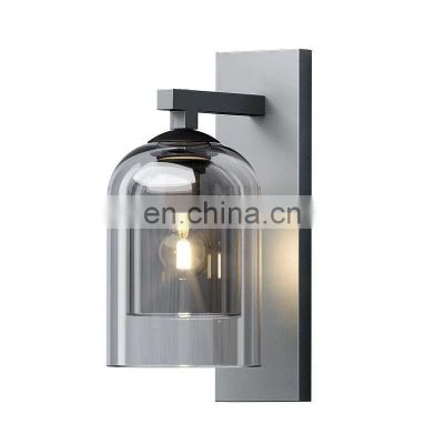 Hot Sale Double Glass Lampshade Home Decoration Lobby Wall Lamp Modern Indoor Led Glass Wall Lamp