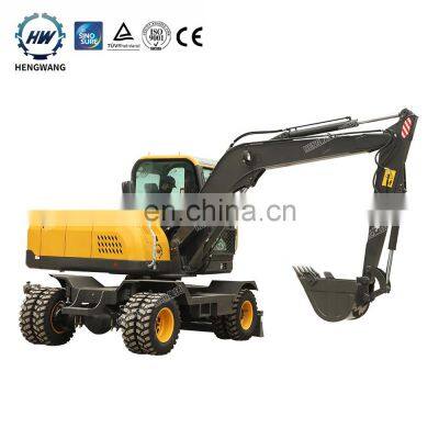 canton fair china manufacturer wheeled long arm hydraulic tyre excavators 9 ton Wheel Excavator