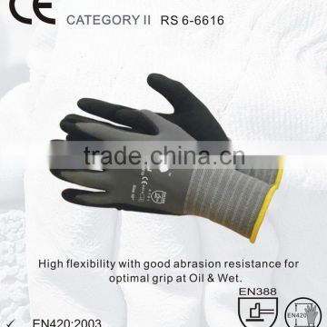 RS SAFETY Assembly grip and open back Softtextile nitrile coated glove for light industrial work gloves