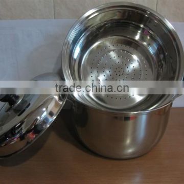 kichen tools Stainless steel pot with steamer for india market