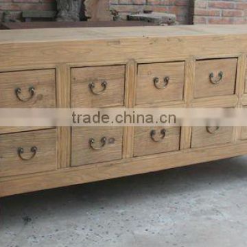 Reclaimed Ten drawer natural color wood cabinet