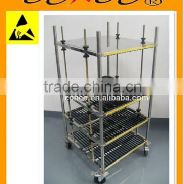 4-tier stainless steel trolley antistatic cart for PCB storage