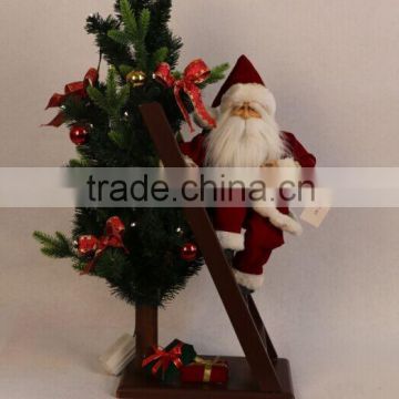 XM-A6041 16 Inch santa claimbing stairs with 22 inch lighted tree for christmas decoration