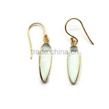 925 Sterling Silver 2 Micron Gold Plated Aqua Chalcedony earring