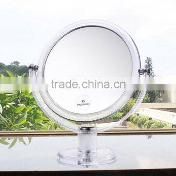 Transparent clear acrylic makeup mirror, 5x magnification acrylic makeup mirror,plastic desktop vanity mirror