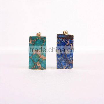 Golden Electroformed Edge square Agate dyed quartz druzy Pendant necklace--OEM welcome