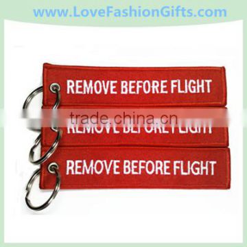 Remove Before Flight Embroidery Keychain/Key tag /Key Fob,Embroidery Fabric Key Chain