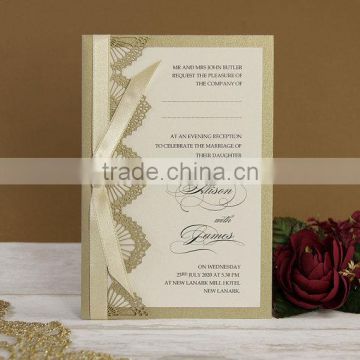 Gold Shell Laser Cut Luxury Handmade Day Wedding Invitation With Envelopes and Printing